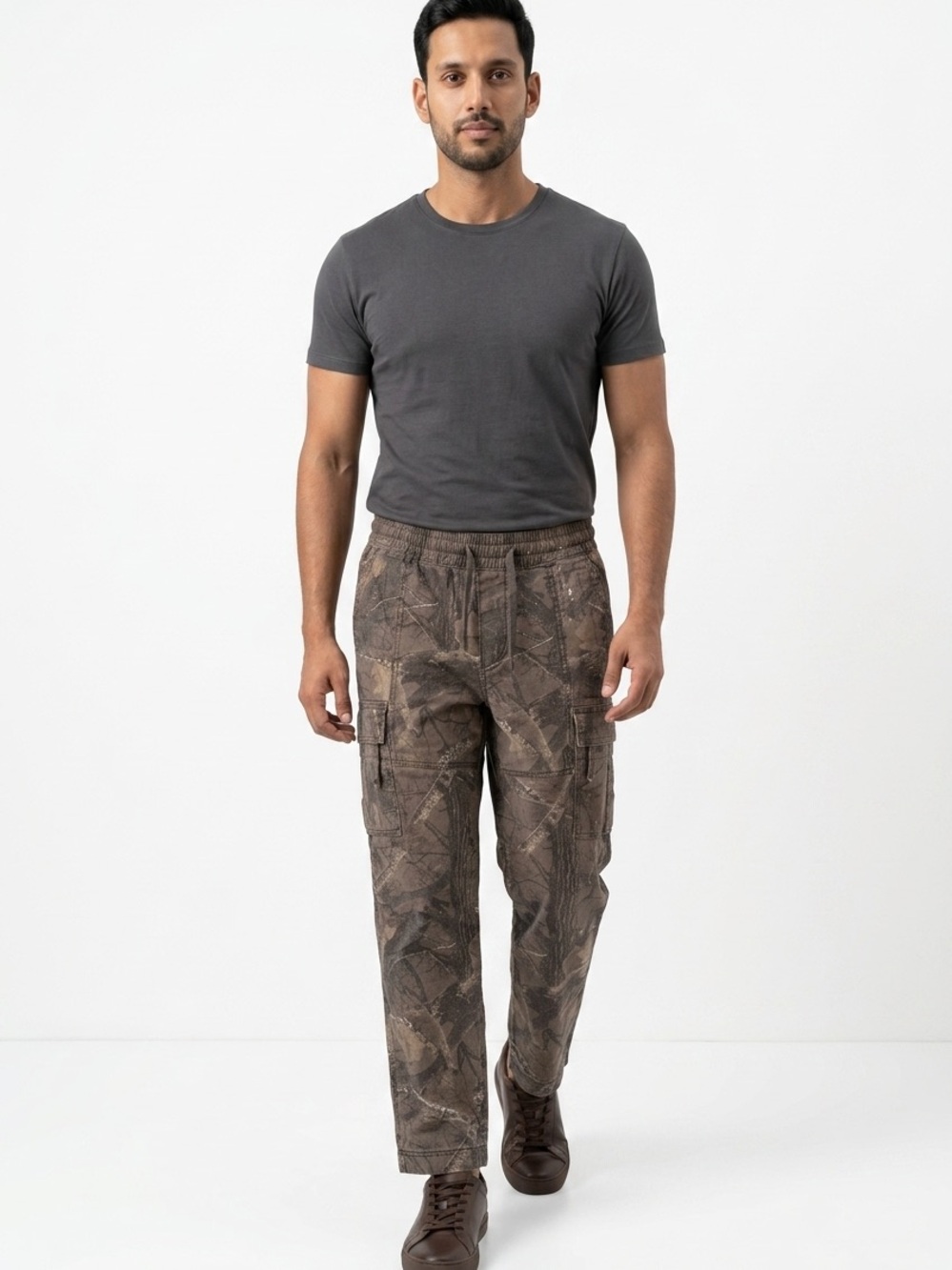 Hollister Baggy Men XS Camo Cargo Pants Elastic Drawstring Pullon Utility Style
